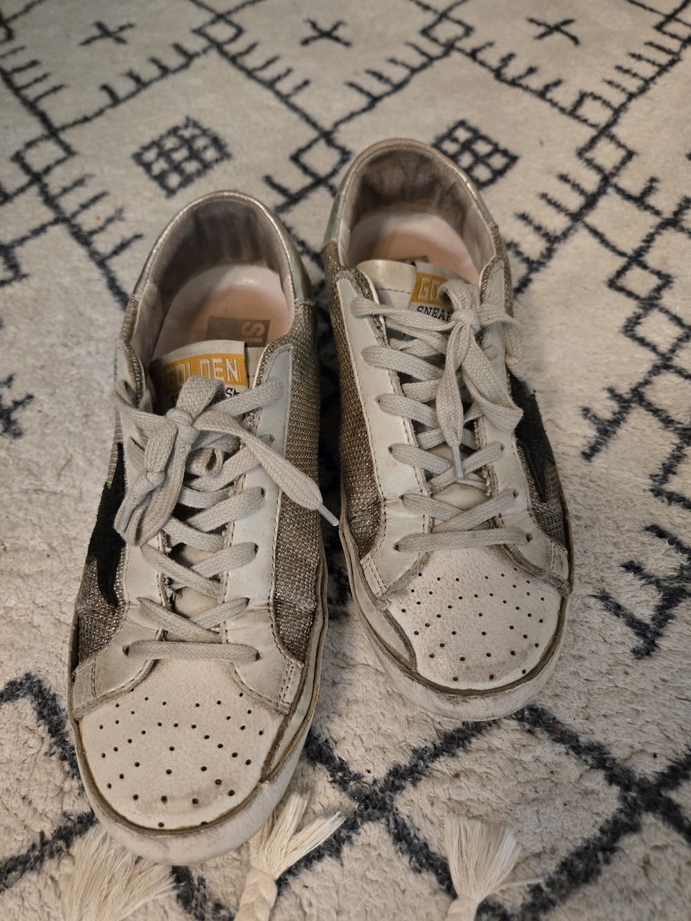 Golden Goose Style Beige Suede Sneakers with Black Star